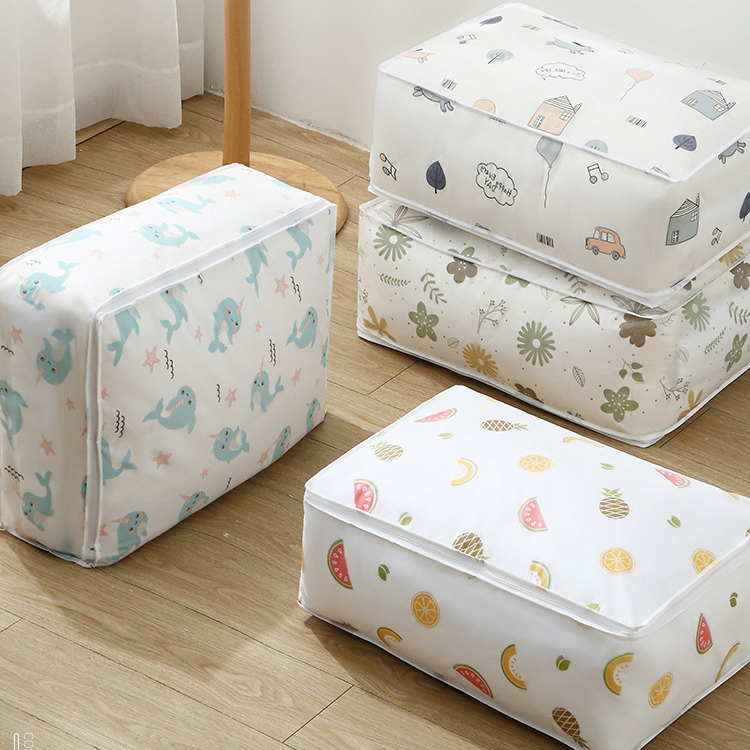 Water Bag Collapsible - 1pc Peva プリント防水防塵キルト収納袋、折りたたみ可能で整理が簡単、毛布、衣類、寝具収納袋