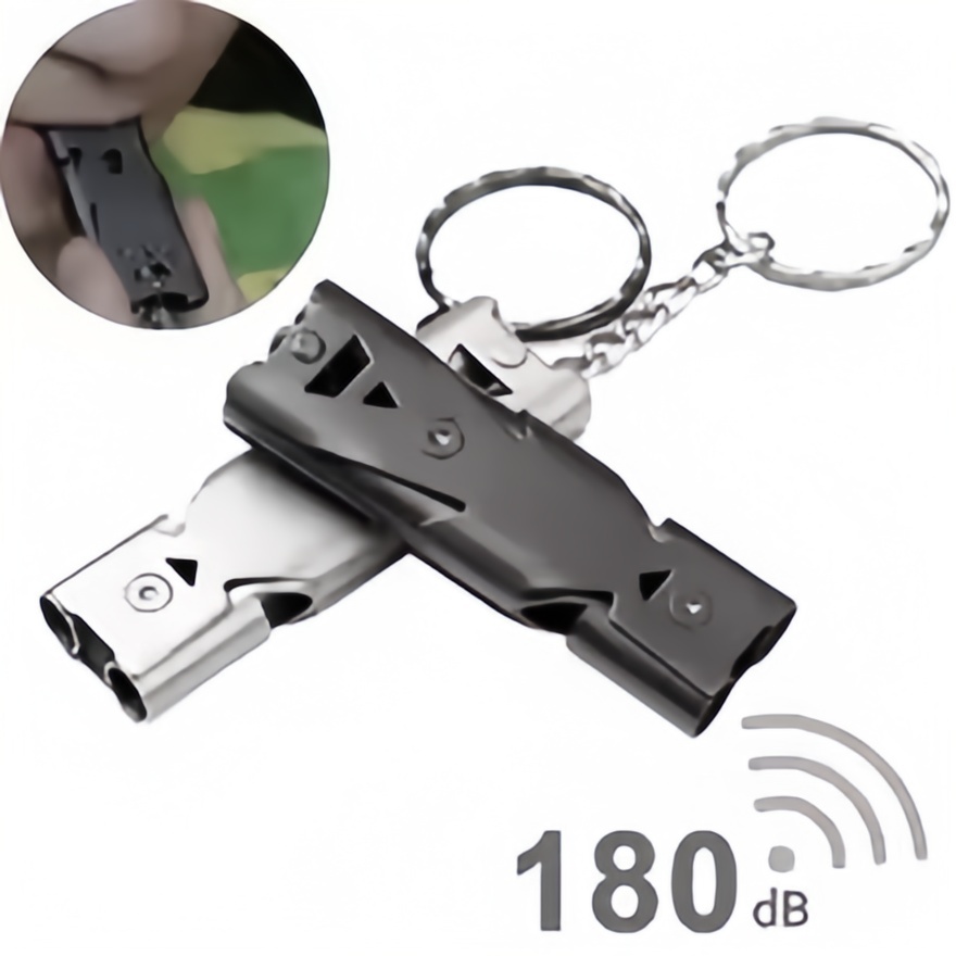 Emergency Whistle Loud - サバイバルホイッスルキーホルダー 緊急用大音量安全アラーム アウトドアキャンプハイキング用 ダブルチューブデザイン 高デシベルサウンド