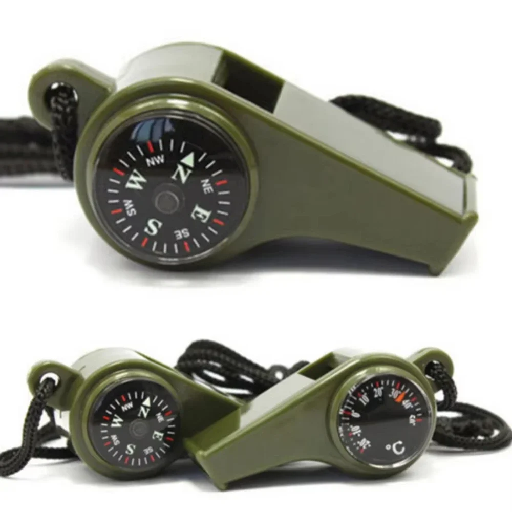 Fire Starting Kit - 3in1 アウトドア緊急ホイッスル コンパス、温度計、アウトドアホイッスル付き 持ち運びに便利 キャンプやハイキングに最適