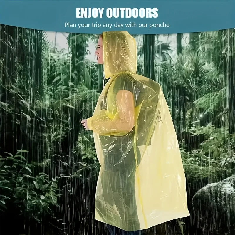 Emergency Poncho Rain - 5/10 個使い捨て防水レインコート屋外ハイキング山旅行緊急ポータブルポンチョコンパクトレインウェア