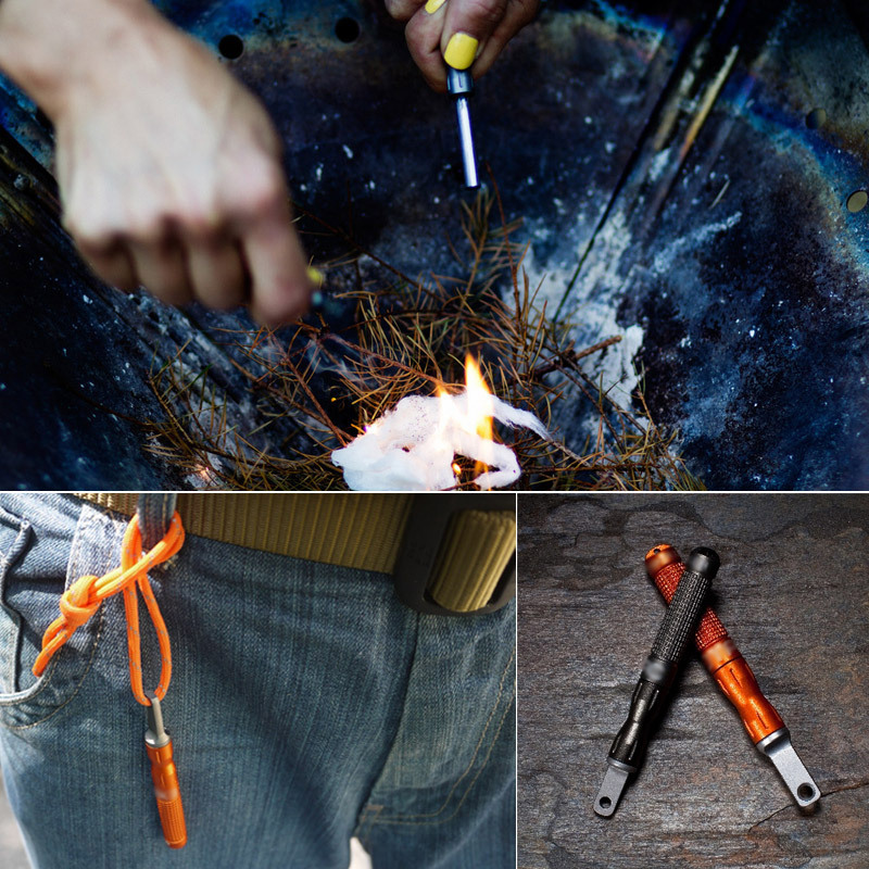 Magnesium Fire Starter - 屋外用フリントとスチール製防水緊急火起こし、キャンプ用品亜鉛マグネシウム棒多機能ファイヤースティック