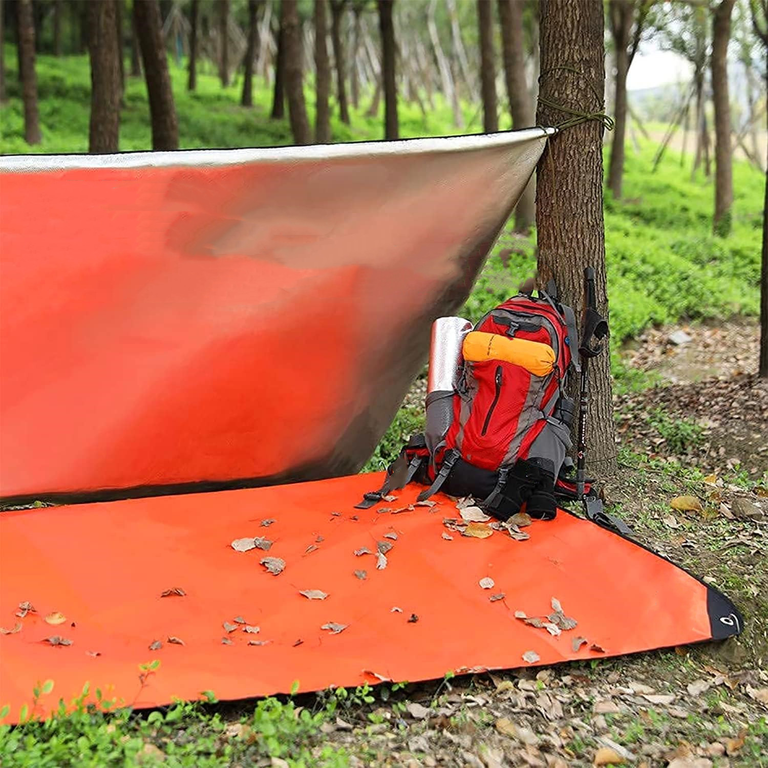 Survival Blanket Reflective - サバイバルブランケット,車やキャンプ用の再利用可能な緊急カバー,熱絶縁,反射性,全天候型