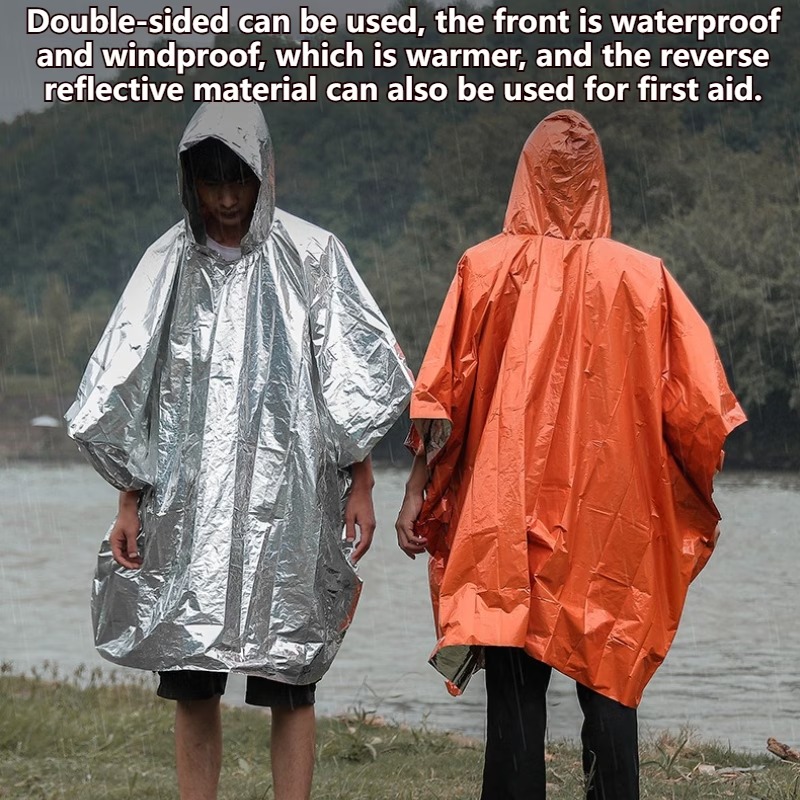 Emergency Poncho Rain - 1-10 個の緊急用レインポンチョサーマルホイルブランケット、屋外サバイバル、寒い天候の保護、応急処置用品用