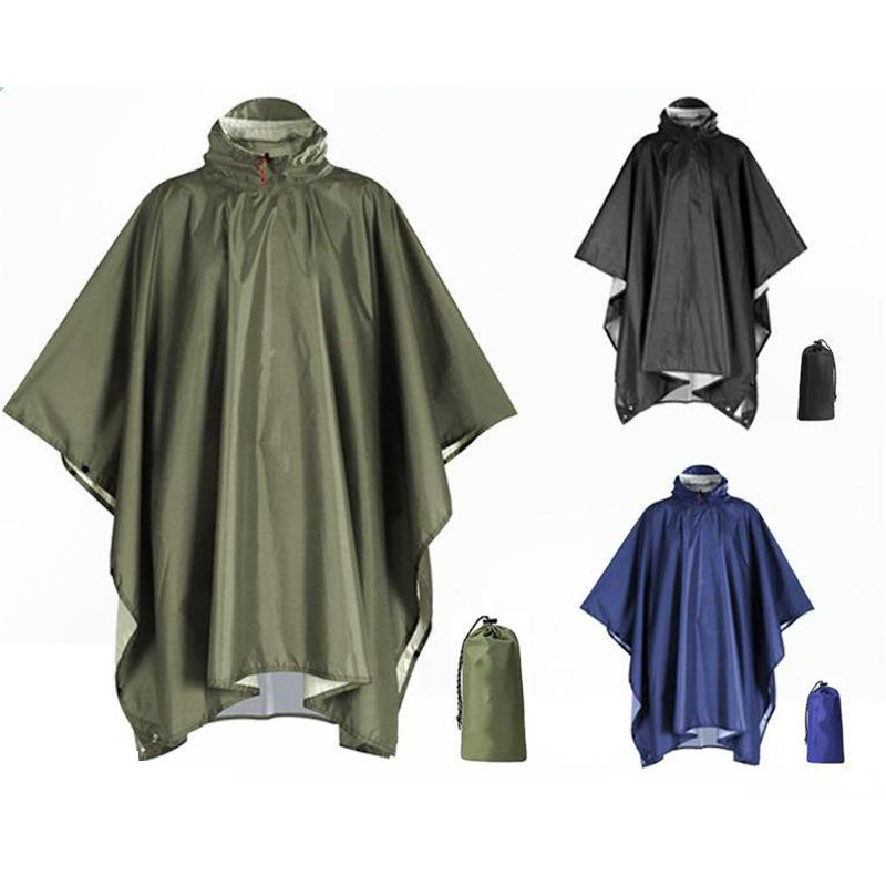 Emergency Poncho Rain - 大人用の頑丈なレインポンチョ、バックパッキング用の防水軽量レインコート、緊急キャンプ、男性と女性のためのユニバーサルレインコート