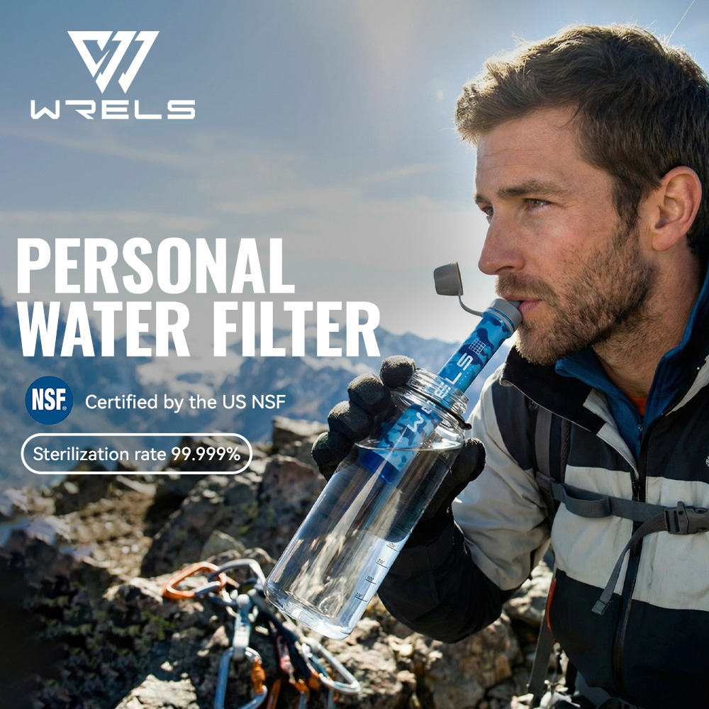 Water Purification Straw - WRELS 屋外ポータブル浄水器セット キャンプ用浄水器 サバイバルまたは緊急用品用 純化直接飲用