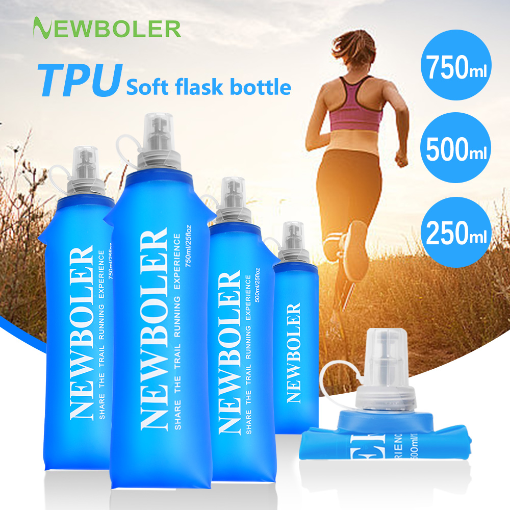 Water Bag Collapsible - Tpu折りたたみ式ソフトフラスコウォーターボトル、折りたたみ式ウォーターバッグ、ランニング、キャンプ、ハイキング、750ml