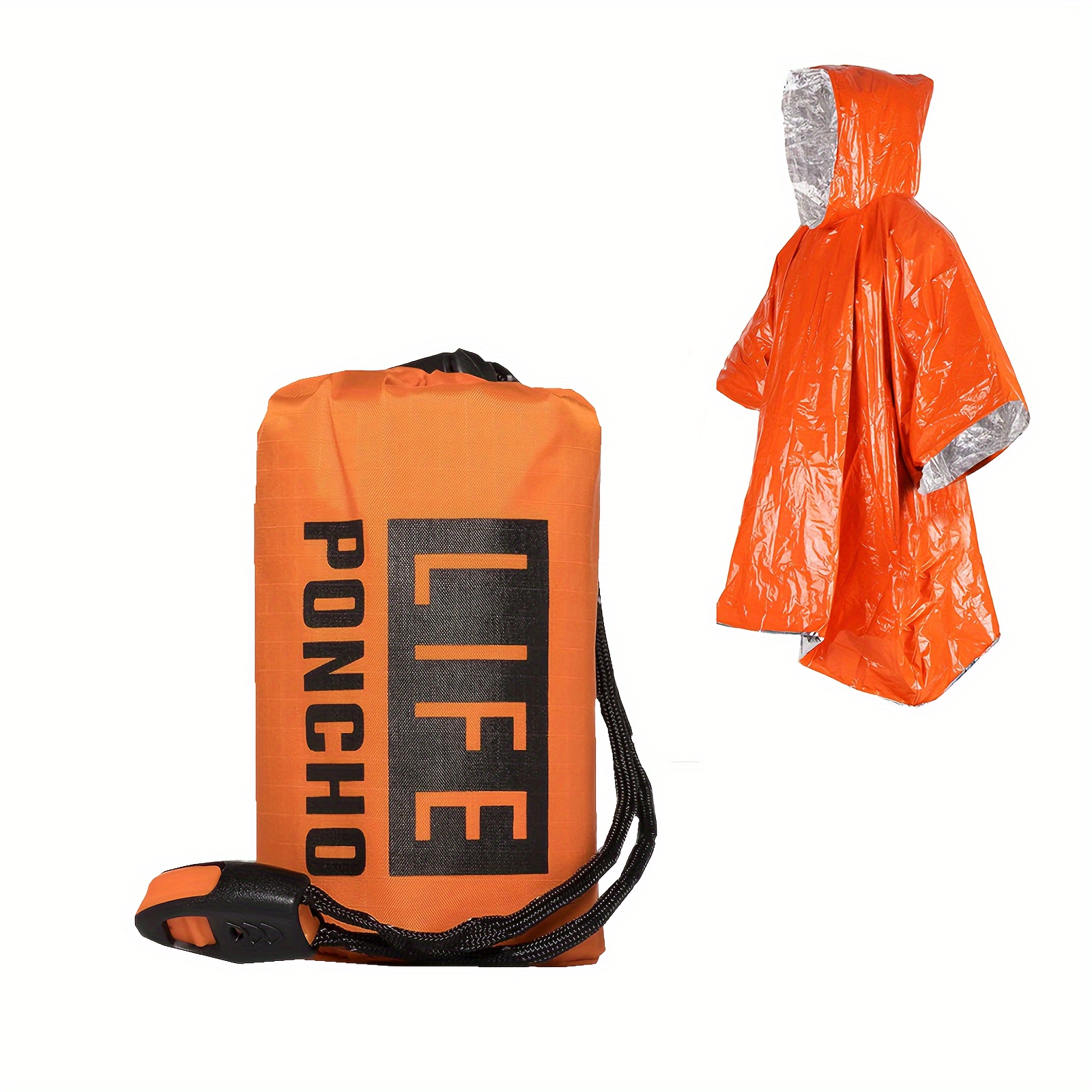 Survival Blanket Reflective - 緊急サバイバルレインポンチョ サーマルサバイバルスペースブランケット レインコート 熱反射 防水 キャンプ