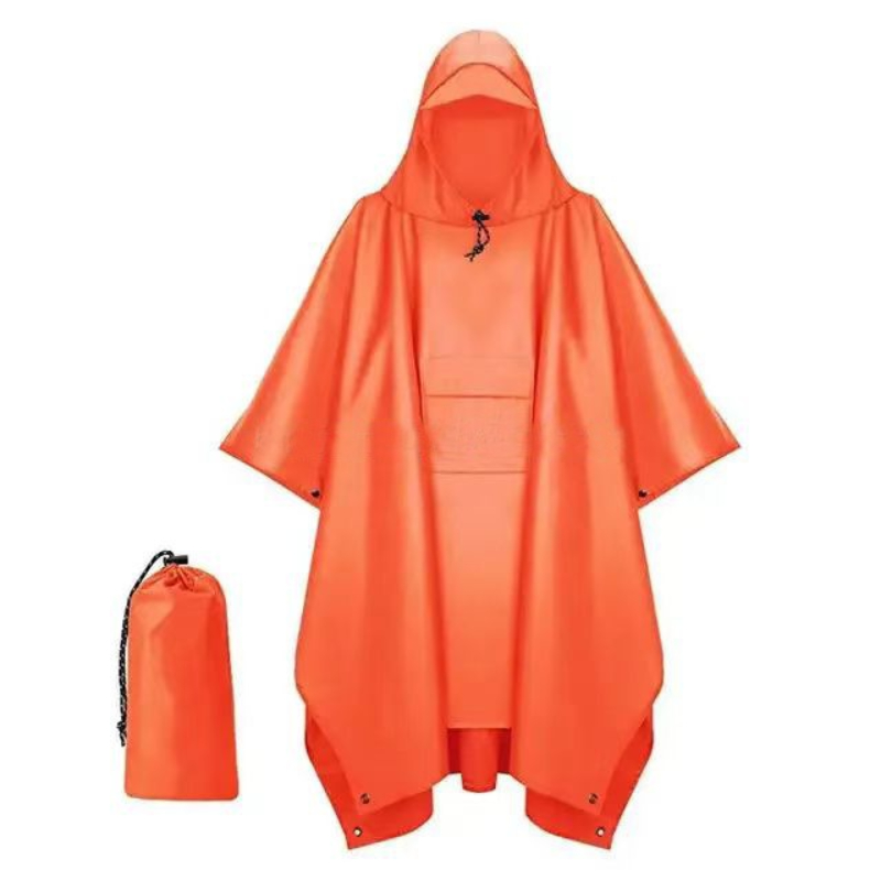 屋外 3 で 1 軍事レインコートフード付きスリーブ防水レイ - Emergency Poncho Rain のレビューと価格