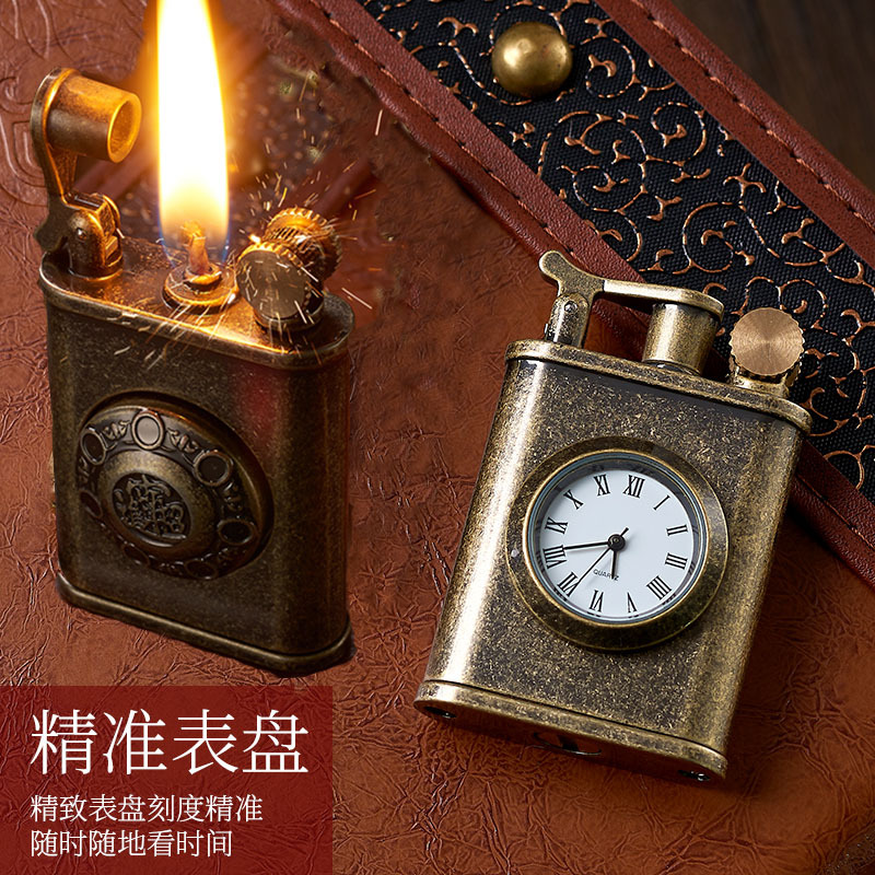男性用レトロウォッチ灯油ライター,クリエイティブなメタルジャ - Fire Starting Kit のレビューと価格