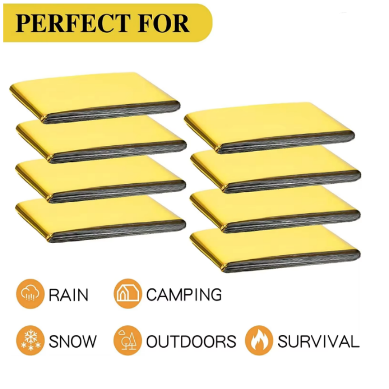 ポータブル軽量アルミホイルレスキューブランケット、熱反射防水 - Survival Blanket Reflective のレビューと価格