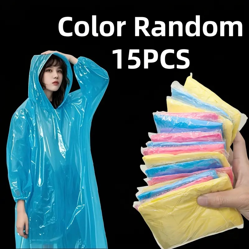 15/30個 ランダムカラー 大人用使い捨て透明レインポンチ - Emergency Poncho Rain のレビューと価格