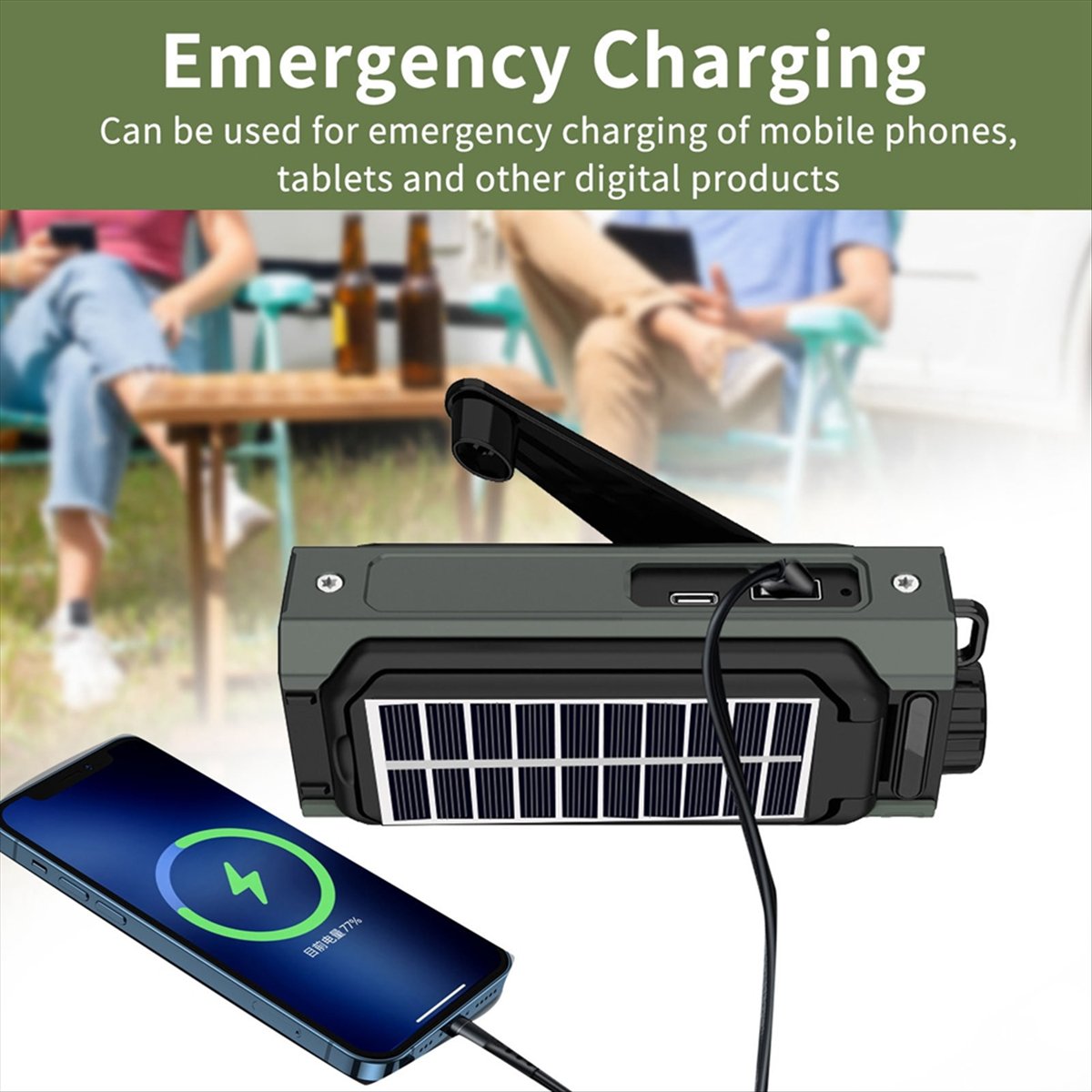 A26Z ポータブルソーラーラジオ、緊急用手回しラジオ、ダイ - Solar Emergency Charger のレビューと価格
