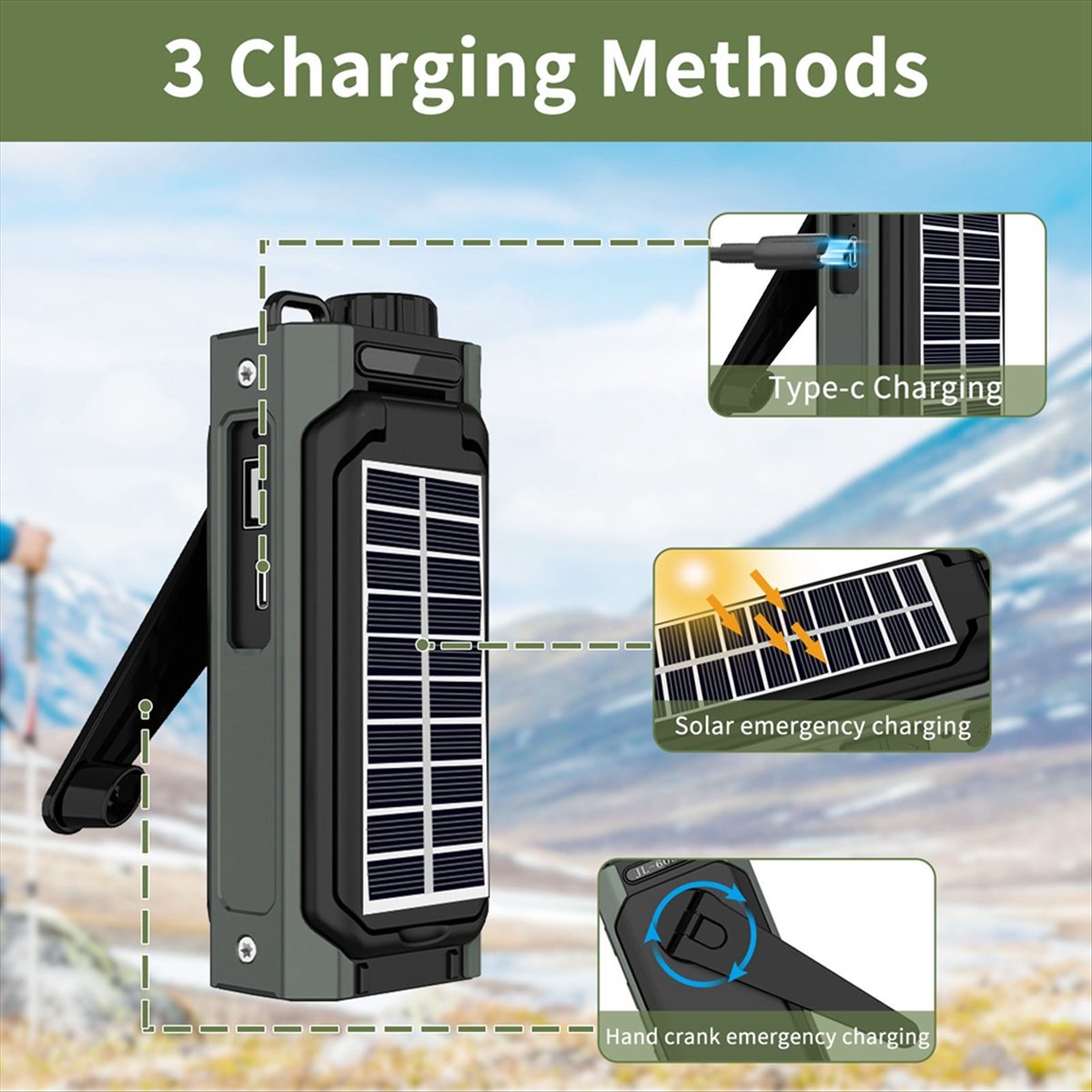 A26Z ポータブルソーラーラジオ、緊急用手回しラジオ、ダイ - Solar Emergency Charger のレビューと価格