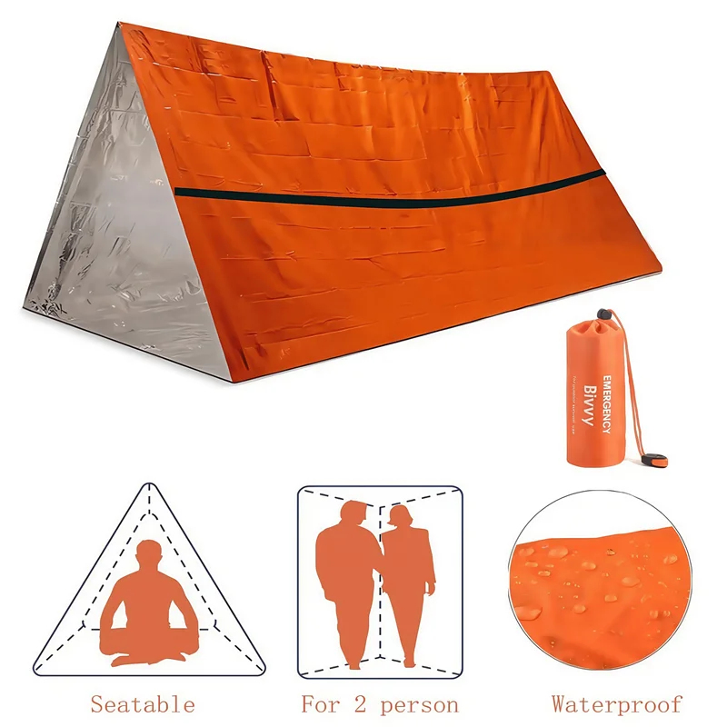 2人用緊急サバイバルシェルター 防水マイラービビーテント 保 - Emergency Mylar Tent のレビューと価格