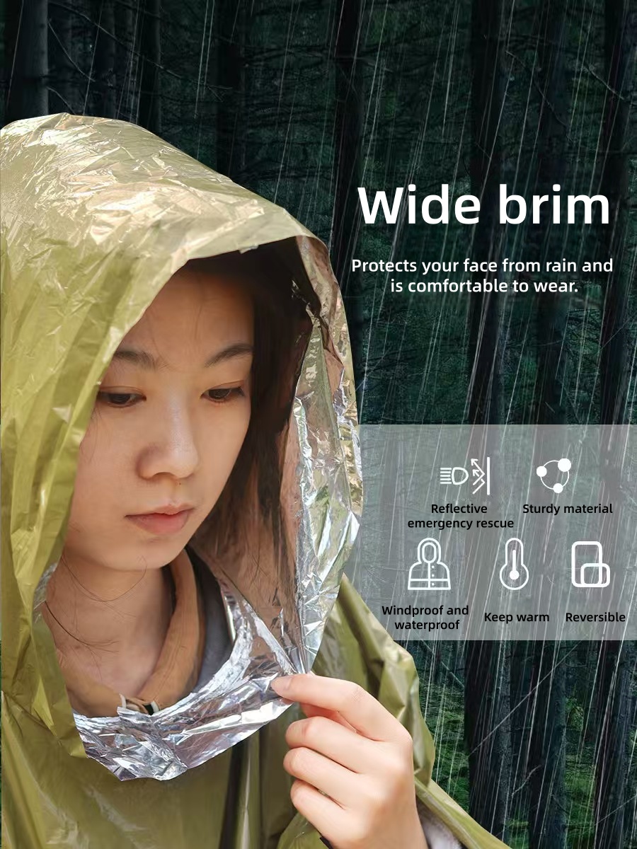 屋外携帯用緊急レインコート 厚手 反射材付き 防風 防水 多 - Survival Blanket Reflective のレビューと価格