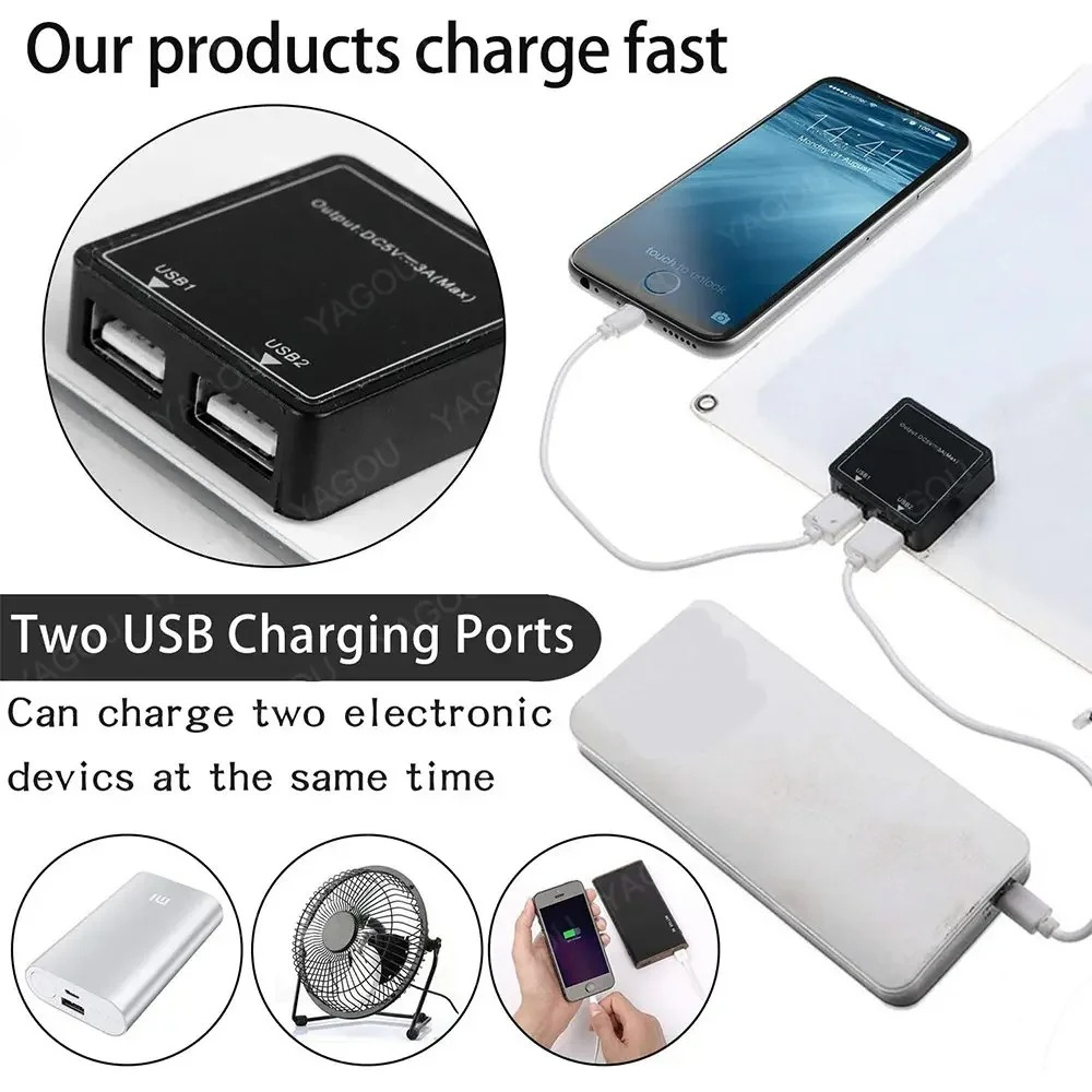 太陽光発電式高速デュアルUSBソーラーパネル充電器 15W  - Solar Emergency Charger のレビューと価格
