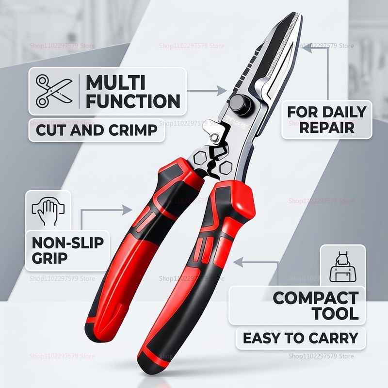 多機能電気技師用はさみ、ワイヤーカッター、圧着工具、ヘビーデ - Multi Tool Plier のレビューと価格