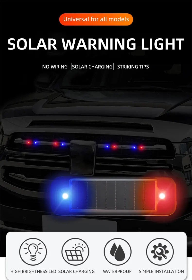 ミニ LED 太陽光発電車の警告灯夜間セキュリティ模擬警報ワ - Sos Light Strobe のレビューと価格