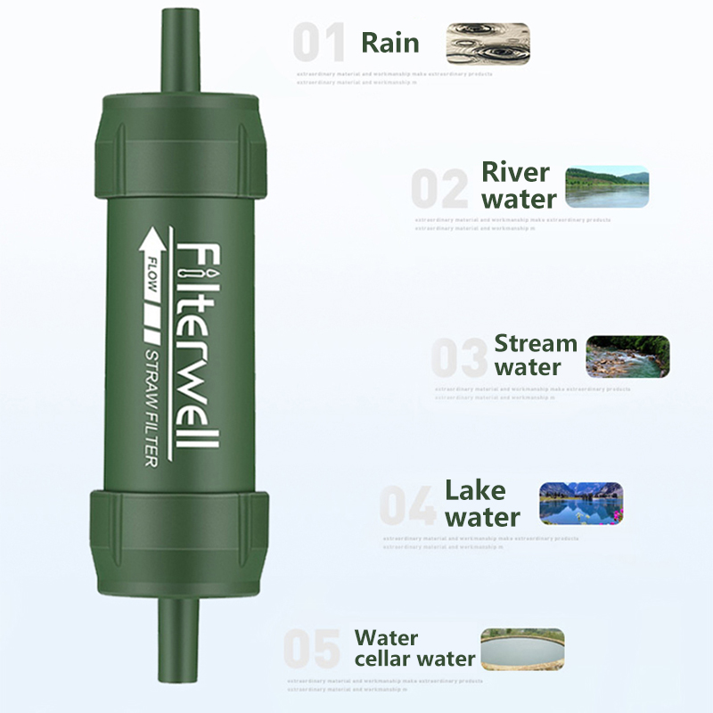 屋外浄水器ストローミニキャンプ浄化ポータブルハイキングハイキ - Water Purification Straw のレビューと価格